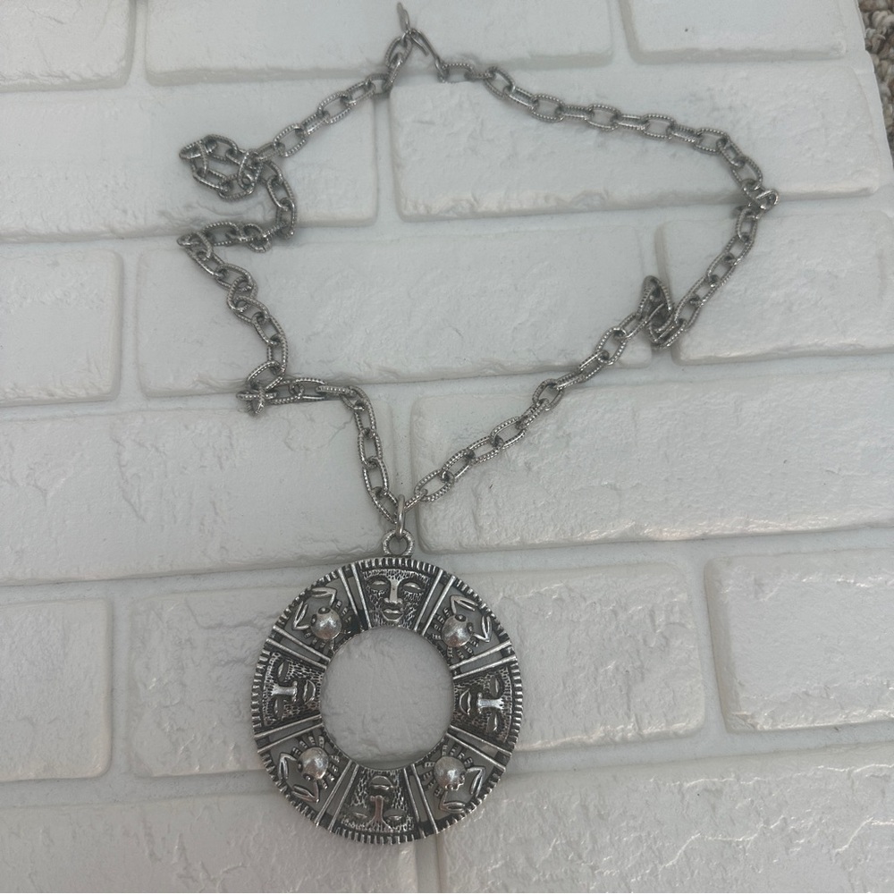 Sarah Coventry Silver-Tone Circular Pendant Necklace